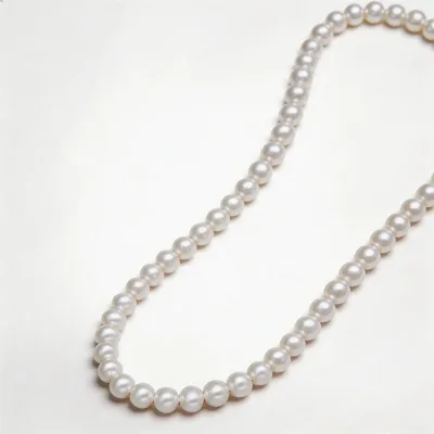 S925 Silver Y-Shape Dangling Pearl Station Necklace