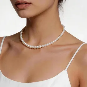 S925 Silver Y-Shape Dangling Pearl Station Necklace